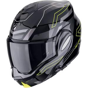 Πτυσσόμενο κράνος μοτοσικλέτας Scorpion EXO-TECH EVO CONQUER μαύρο-κίτρινο φλούο