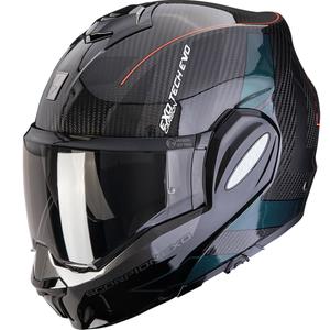 Κράνος μοτοσικλέτας Scorpion EXO-TECH EVO Carbon CAD αναδιπλούμενο μαύρο-πράσινο