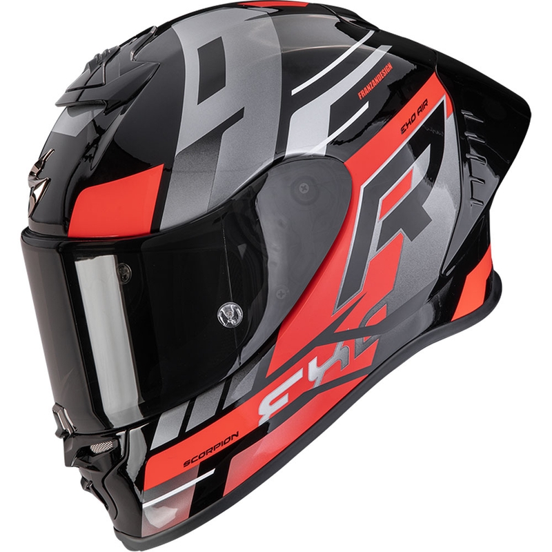 Κράνος μοτοσικλέτας Scorpion EXO-R1 EVO II Air Adrenaline full-face μαύρο-κόκκινο-ασημί