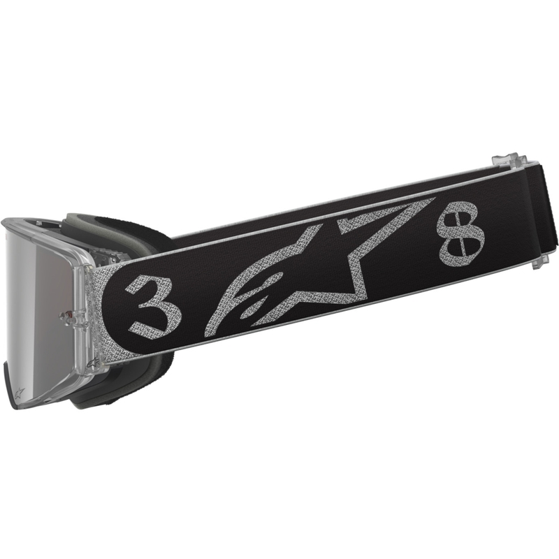 Γυαλιά motocross Alpinestars Supertech Vision DNGR38 XXV μαύρο-ασημί με καθρέφτη ασημί πλεξιγκλάς