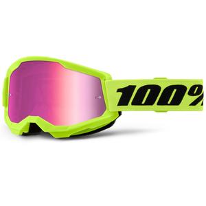 Παιδικά γυαλιά motocross 100% STRATA 2 φθορίζον κίτρινο με ροζ πλεξιγκλάς