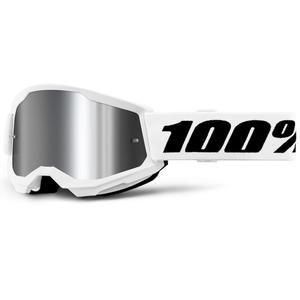 Παιδικά γυαλιά motocross 100% STRATA 2 λευκά με ασημί πλεξιγκλάς