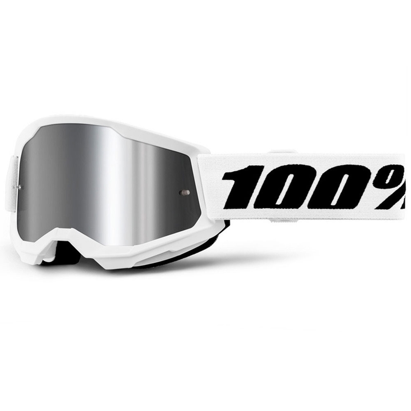 Παιδικά γυαλιά motocross 100% STRATA 2 λευκά με ασημί πλεξιγκλάς