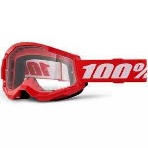 Παιδικά γυαλιά motocross 100% STRATA 2 κόκκινα με διαφανές πλεξιγκλάς