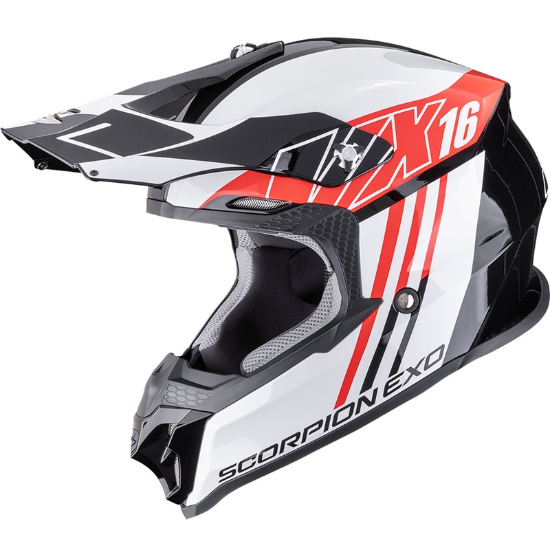 Κράνος motocross Scorpion VX-16 EVO Air Lignes μαύρο-κόκκινο