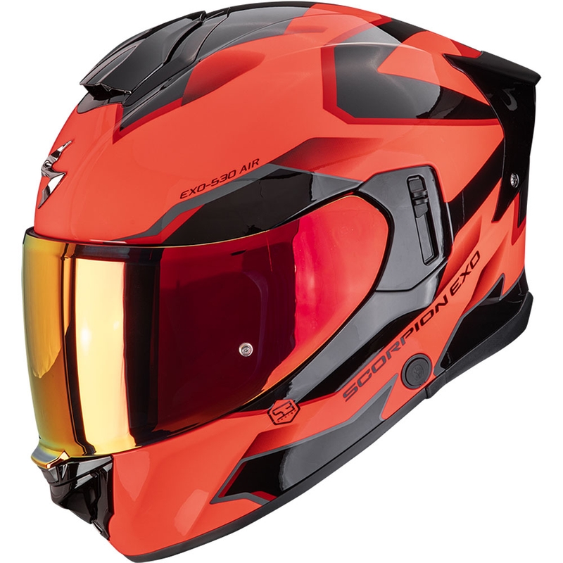 Κράνος μοτοσικλέτας Scorpion EXO-530 Air Clip full face, φθορίζον κόκκινο-μαύρο