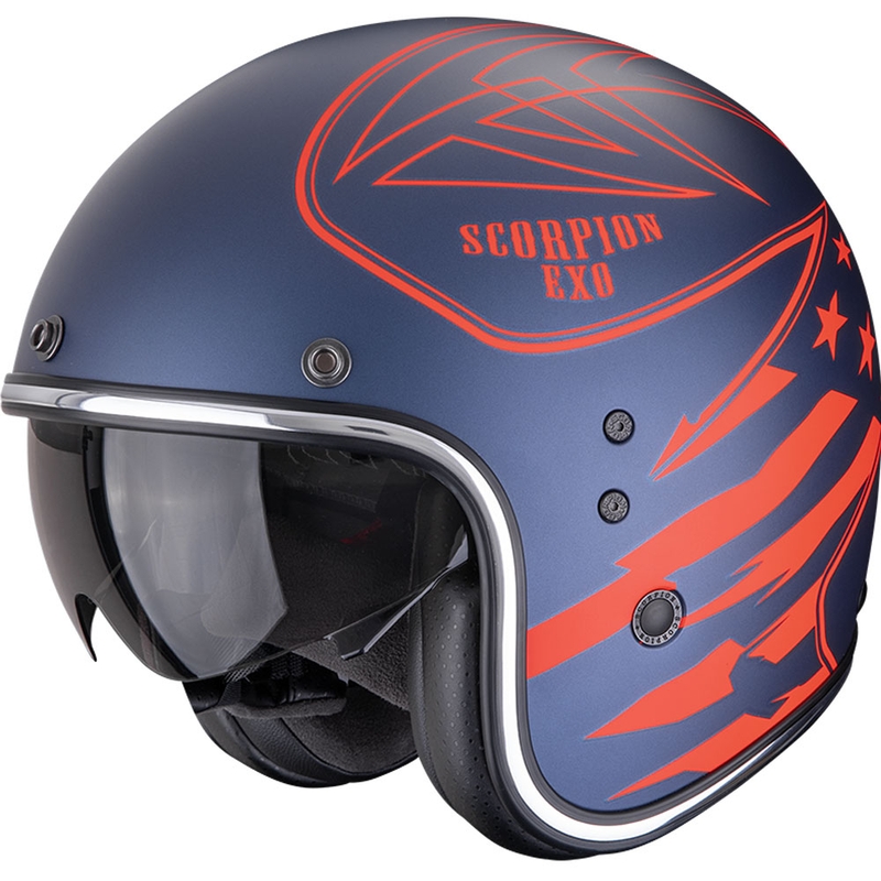 Κράνος Μοτοσικλέτας Scorpion Belfast Dawg Open Face Ματ Μπλε-Κόκκινο