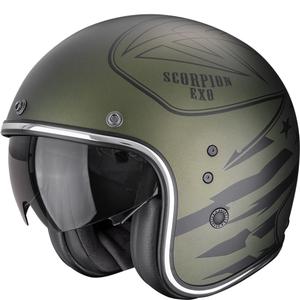 Κράνος μοτοσικλέτας Scorpion Belfast Dawg Open Face ματ πράσινο
