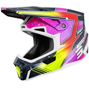 Κράνος μοτοκρός Shot Lite Racing σε μπλε-φλουό κίτρινο περλέ