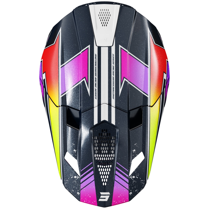 Κράνος μοτοκρός Shot Lite Racing σε μπλε-φλουό κίτρινο περλέ
