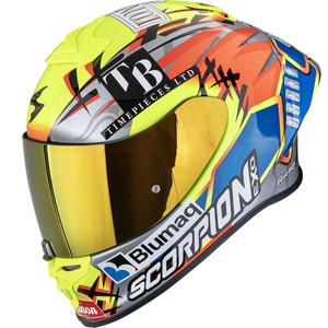 Κράνος μοτοσικλέτας Scorpion EXO-R1 EVO II Air Aron Misano Full Face Ασημί-Φθορίζον Κίτρινο-Μπλε