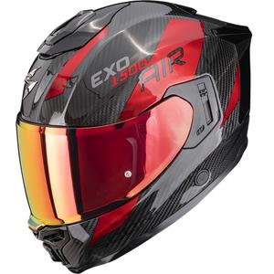 Κράνος μοτοσικλέτας Scorpion EXO-1500 με επίστρωση άνθρακα και αέρα, μαύρο-κόκκινο