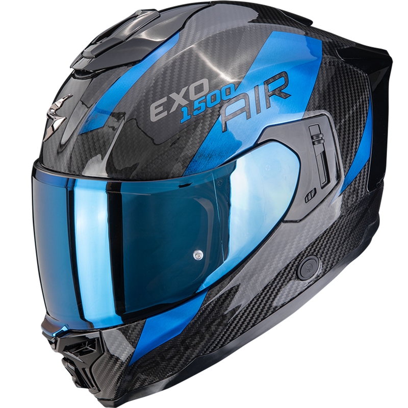 Κράνος μοτοσικλέτας Scorpion EXO-1500 με επίστρωση άνθρακα και αέρα, μαύρο-μπλε