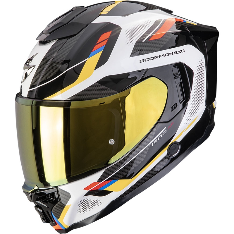 Κράνος μοτοσικλέτας Scorpion EXO-1500 Air Sleek full face λευκό-μπλε-κίτρινο