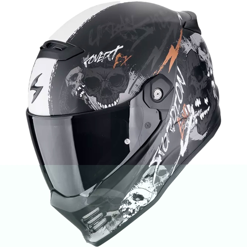 Ενσωματωμένο κράνος μοτοσικλέτας Scorpion COVERT FX SKULLZ ματ μαύρο-γκρι-χρυσό