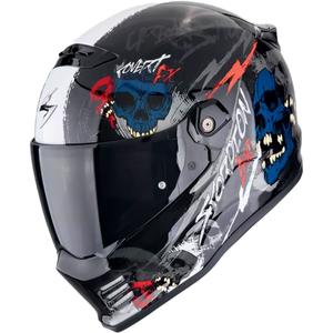 Ολοκληρωμένο κράνος μοτοσικλέτας Scorpion COVERT FX SKULLZ μαύρο-γκρι-κόκκινο