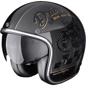 Κράνος μοτοσικλέτας Scorpion Belfast EVO Carbon Zippy Open Face Μαύρο-Χρυσό