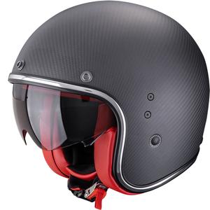 Κράνος μοτοσικλέτας Scorpion Belfast EVO Carbon Solid Open Face Ματ Μαύρο-Κόκκινο