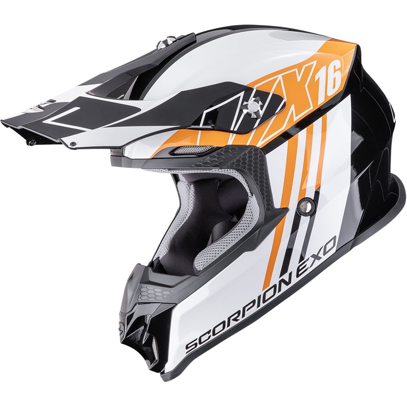 Κράνος motocross Scorpion VX-16 EVO Air Lignes μαύρο-πορτοκαλί