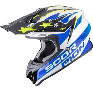 Κράνος motocross Scorpion VX-16 EVO Air Patriot λευκό-μπλε-κίτρινο