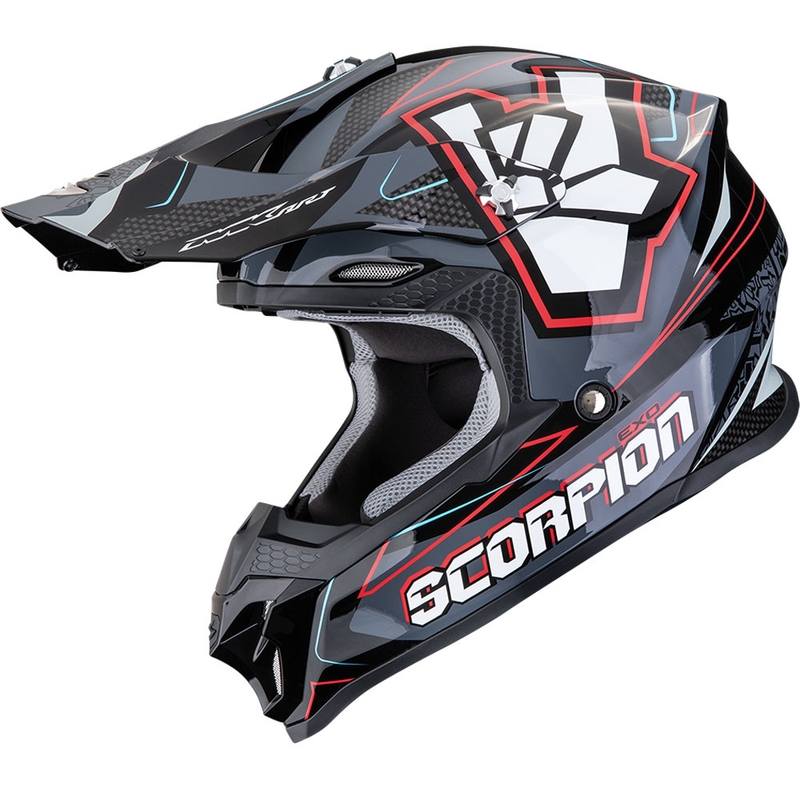 Κράνος motocross Scorpion VX-16 EVO Air ROK μαύρο-γκρι-κόκκινο