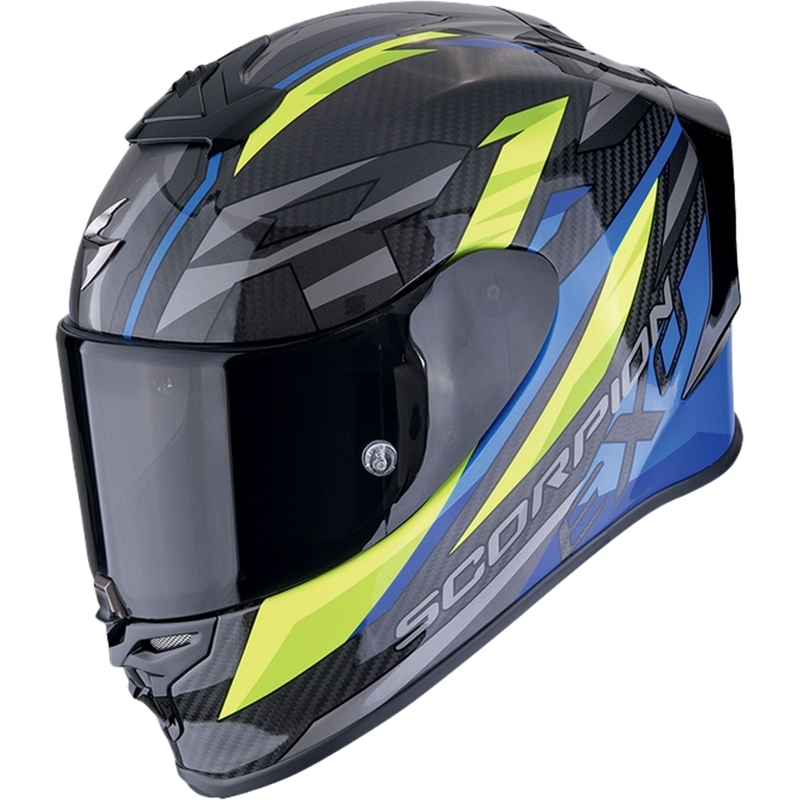 Ολοκληρωμένο κράνος μοτοσικλέτας Scorpion EXO-R1 EVO CARBON AIR RUNNER μαύρο-μπλε-φλούο κίτρινο