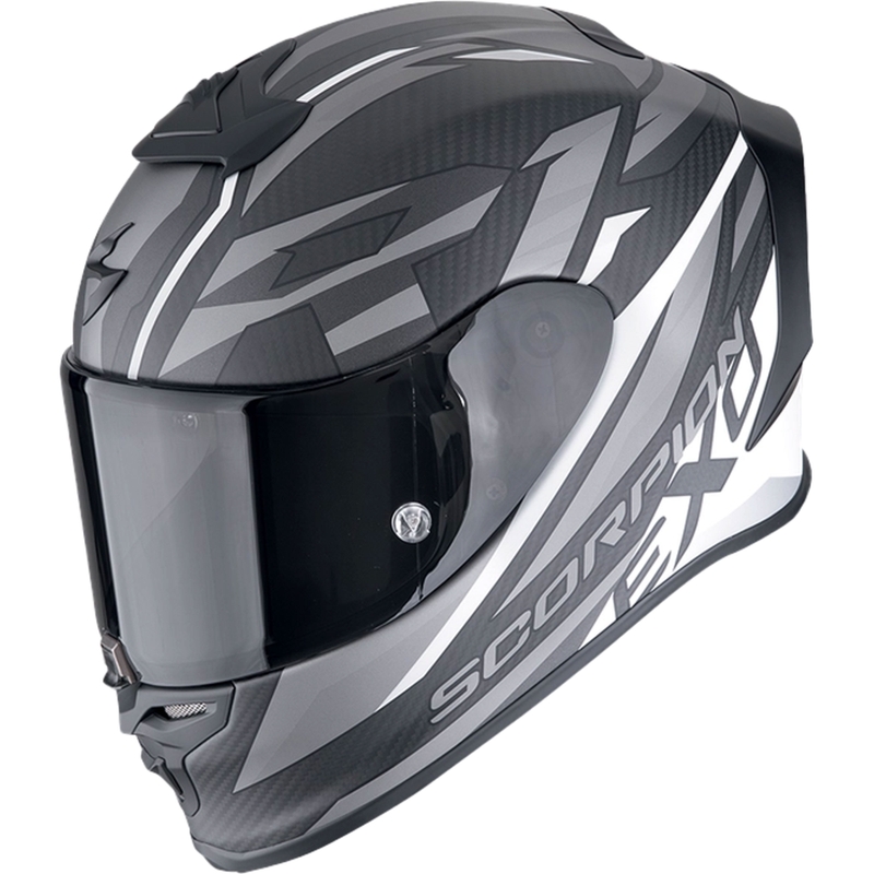 Ολοκληρωμένο κράνος μοτοσικλέτας Scorpion EXO-R1 EVO CARBON AIR RUNNER ματ μαύρο και λευκό