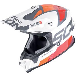 Κράνος Motocross Scorpion VX-16 EVO AIR ANALOG λευκό-πορτοκαλί