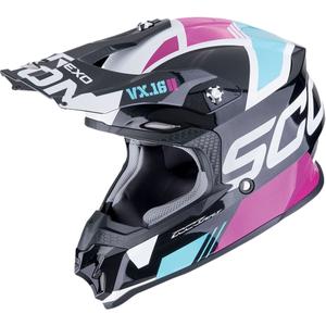 Κράνος Motocross Scorpion VX-16 EVO AIR ANALOG μεταλλικό μαύρο-μπλε-ροζ