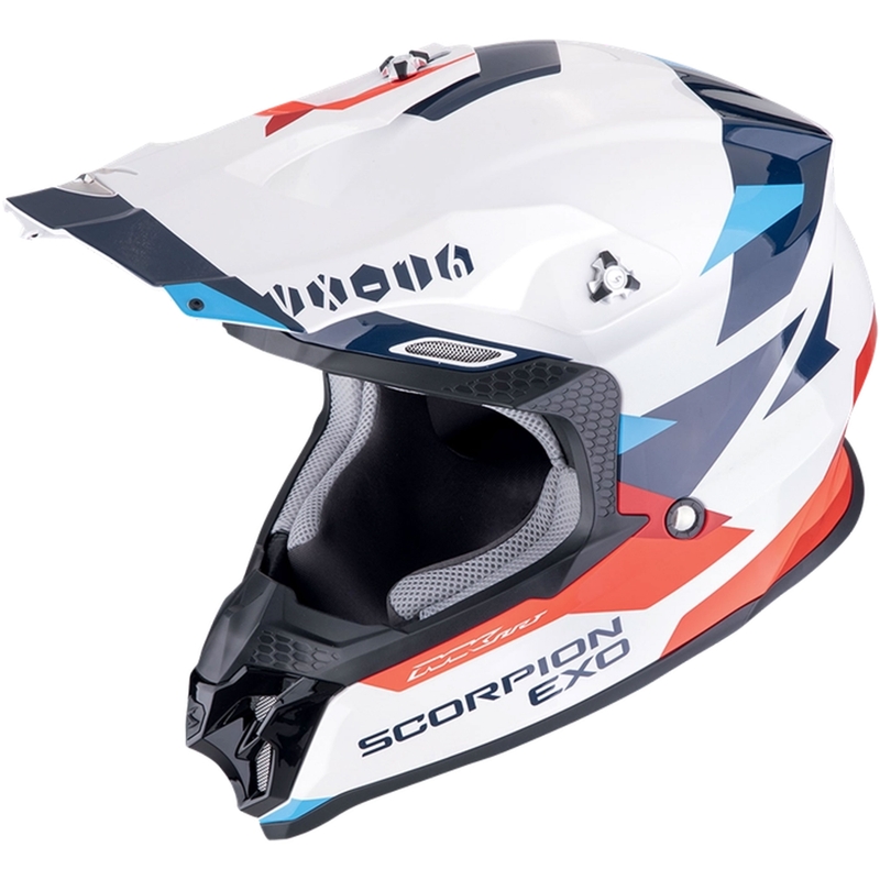 Κράνος Motocross Scorpion VX-16 EVO AIR ROD λευκό-κόκκινο-μπλε