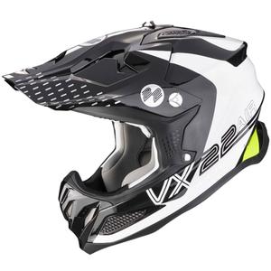 Κράνος Motocross Scorpion VX-22 Air Ares μαύρο-λευκό-κίτρινο φλούο