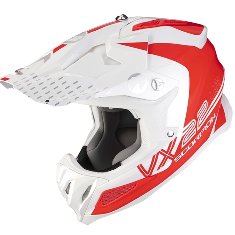 Κράνος Motocross Scorpion VX-22 Air Ares λευκό-κόκκινο