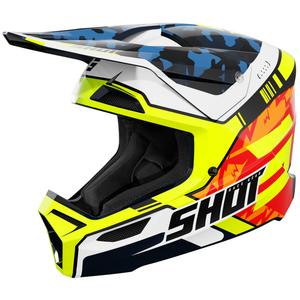 Παιδικό Κράνος Motocross Shot Furious Flash Γυαλιστερό Μπλε-Φθορίζον Κίτρινο