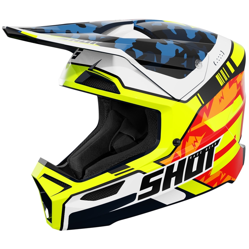 Παιδικό Κράνος Motocross Shot Furious Flash Γυαλιστερό Μπλε-Φθορίζον Κίτρινο