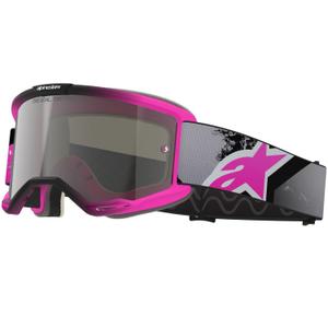 Γυαλιά motocross Alpinestars Vision 5 Lahnd fluo ροζ-γκρι-μαύρο-λευκό με ασημί φακό καθρέφτη