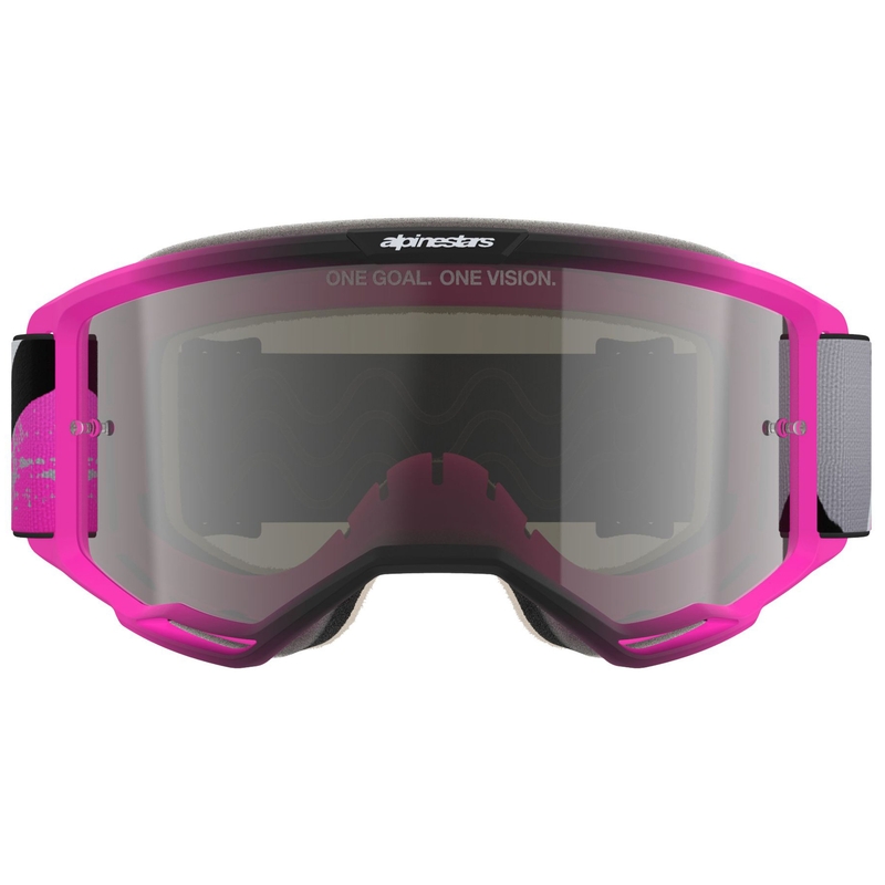 Γυαλιά motocross Alpinestars Vision 5 Lahnd fluo ροζ-γκρι-μαύρο-λευκό με ασημί φακό καθρέφτη