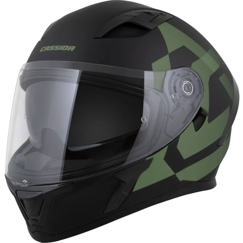 Κράνος μοτοσικλέτας Cassida Orbit Grind full-face ματ μαύρο-σκούρο πράσινο