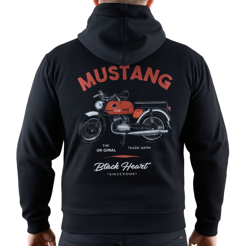 Μαύρο φούτερ Black Heart Mustang με σχέδιο "Μαύρο"