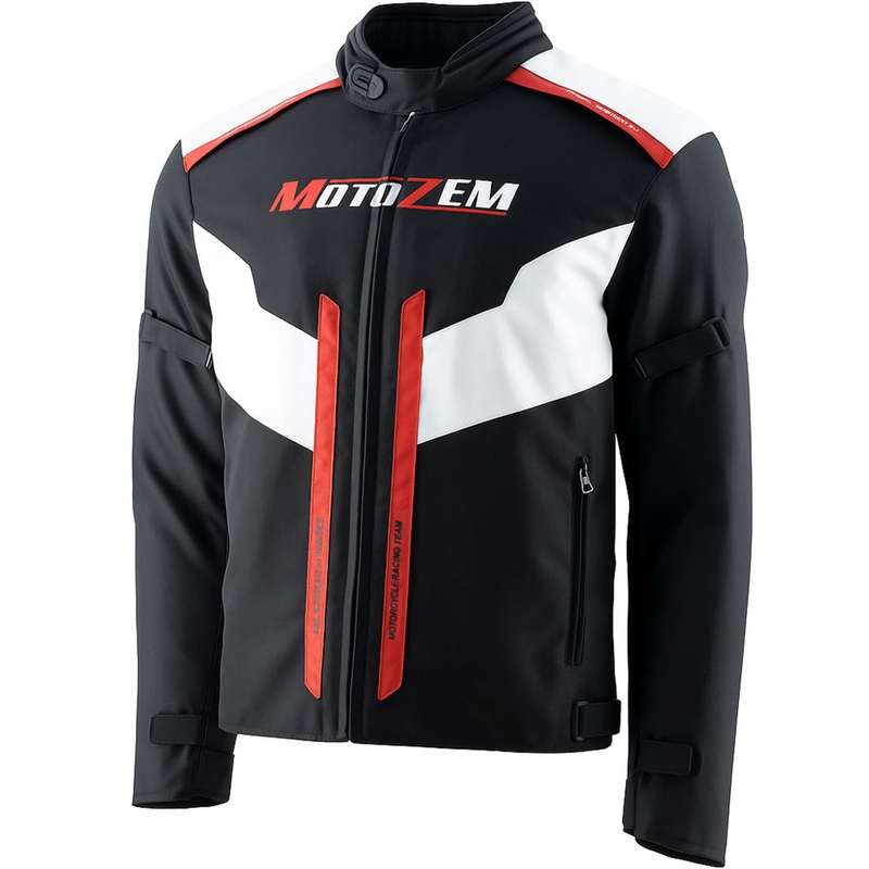 Μπουφάν μοτοσικλέτας Motozem Team 2 μαύρο-άσπρο