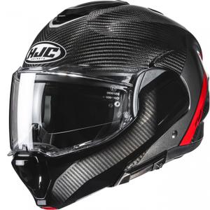 Κράνος μοτοσικλέτας HJC F100 Carbon Stan MC1 αναδιπλούμενο μαύρο-κόκκινο