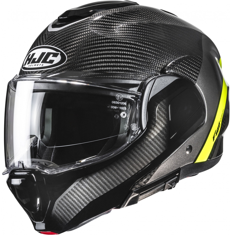 Κράνος μοτοσικλέτας HJC F100 Carbon Stan MC3H μαύρο-φθοροκίτρινο