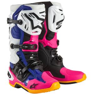 Alpinestars Tech 10 Limited Edition Coast White-Dark Blue-Pink-Fluo Yellow-Orange-Black μπότες μοτοσικλέτας