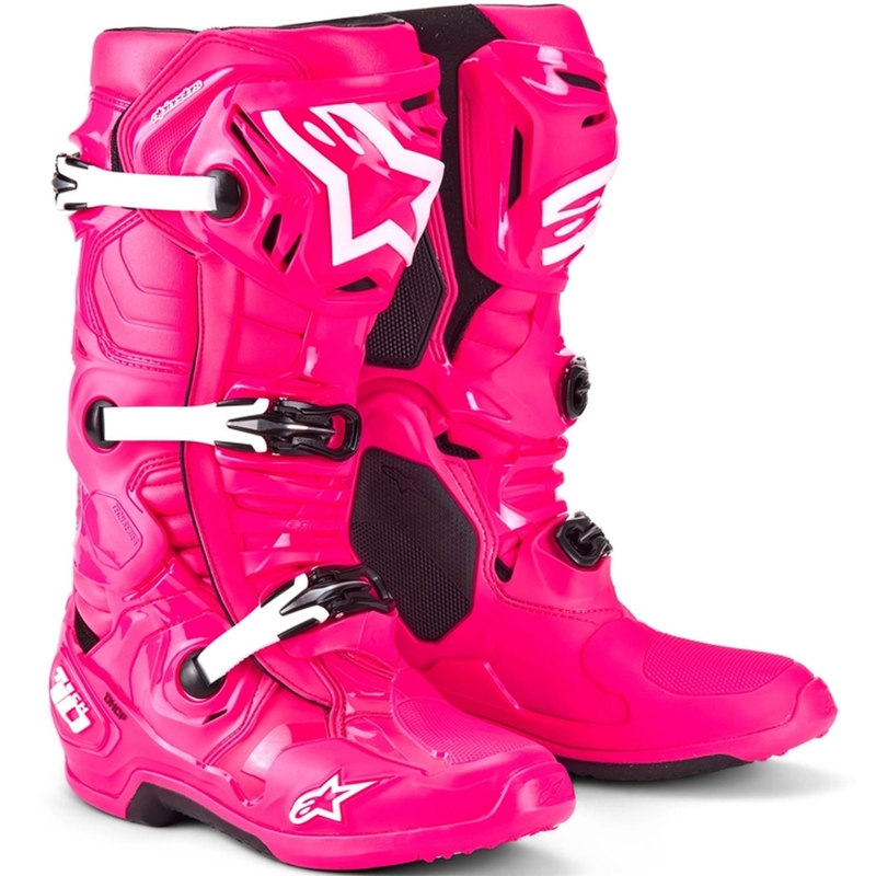 Μπότες μοτοσικλέτας Alpinestars Tech 10 ροζ-μαύρο-λευκό