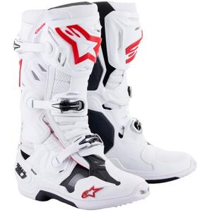 Alpinestars Tech 10 Supervented μπότες μοτοσικλέτας διάτρητες Λευκό, κόκκινο και μαύρο