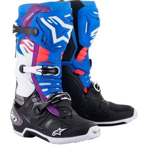 Alpinestars Tech 10 Supervented Perforated Μπότες μοτοσικλέτας μπλε-μωβ-ροζ-λευκό-γκρι-μαύρο