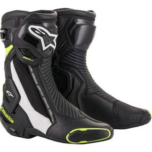 Alpinestars SMX Plus 2 μαύρες-λευκές-κίτρινες μπότες μοτοσικλέτας