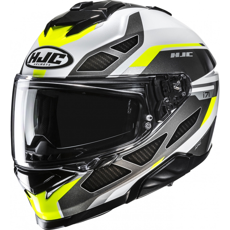 Κράνος μοτοσικλέτας full face HJC i71 Zest MC3H μαύρο-άσπρο-φλουορ κίτρινο