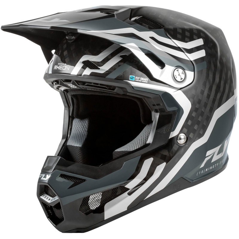 Κράνος motocross FLY Racing Formula S Carbon Byte σε γκρι-ανθρακί-ασημί