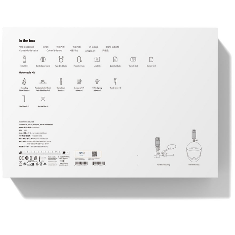 Κάμερα δράσης μοτοσικλέτας Insta360 X4 σε μαύρο χρώμα