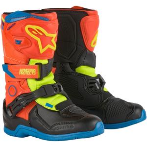 Alpinestars Tech 3S Kids Fluo Orange-Blue-Fluo Yellow-Black Μπότες μοτοσικλέτας για παιδιά